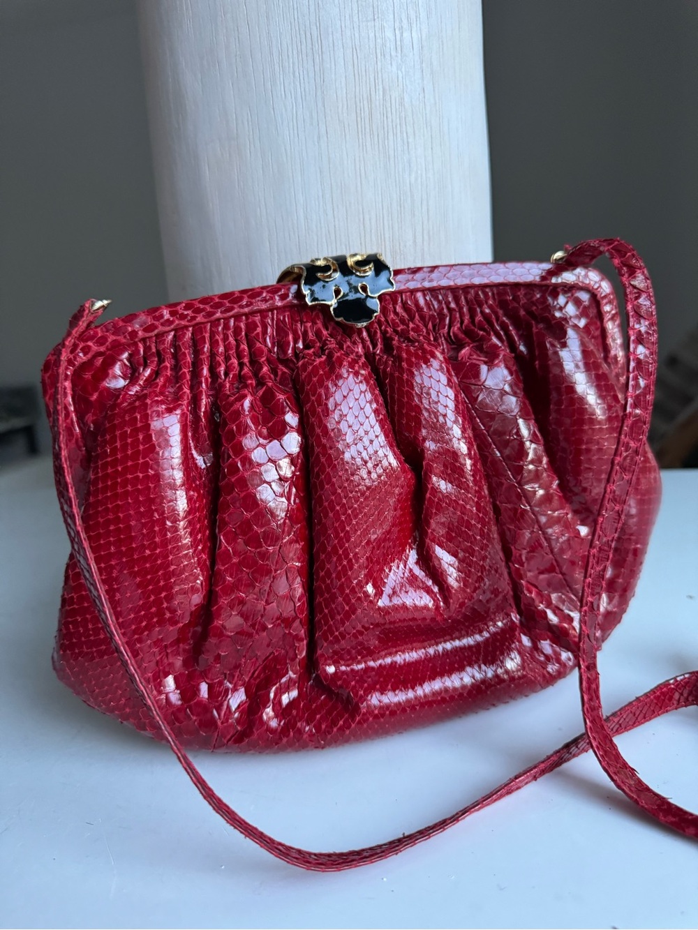 Vintage Colombetti Milano Red Textured Leather Shoulder Bag Made in Italy